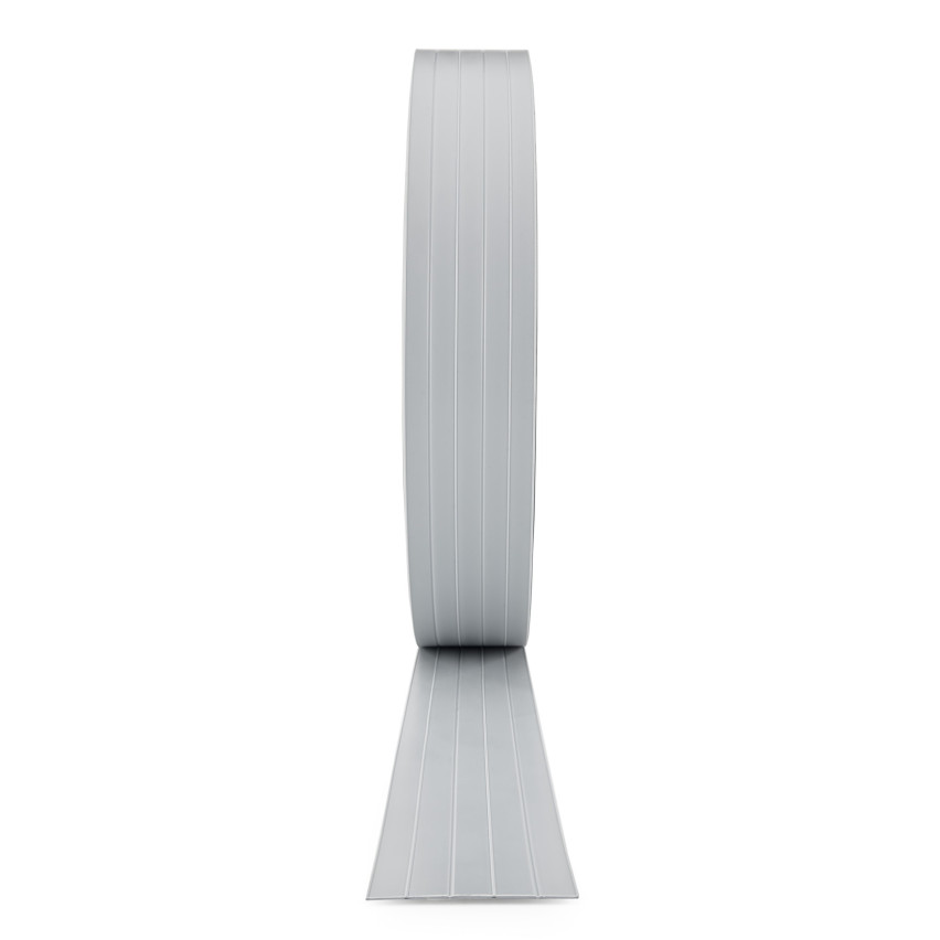 Tiras de ocultación PVC banda de privacidad, banda de vallado PVC – tira estrecha vertical para vallas de panel, apta para relieves, QUEST Lux 900 g/m², UV, RAL 7040, gris
