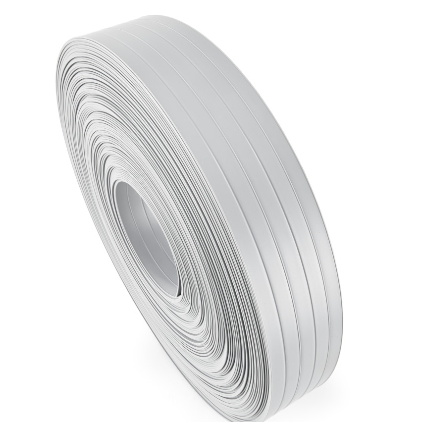Tiras de ocultación PVC banda de privacidad, banda de vallado PVC – tira estrecha vertical para vallas de panel, apta para relieves, QUEST Lux 900 g/m², UV, RAL 7040, gris