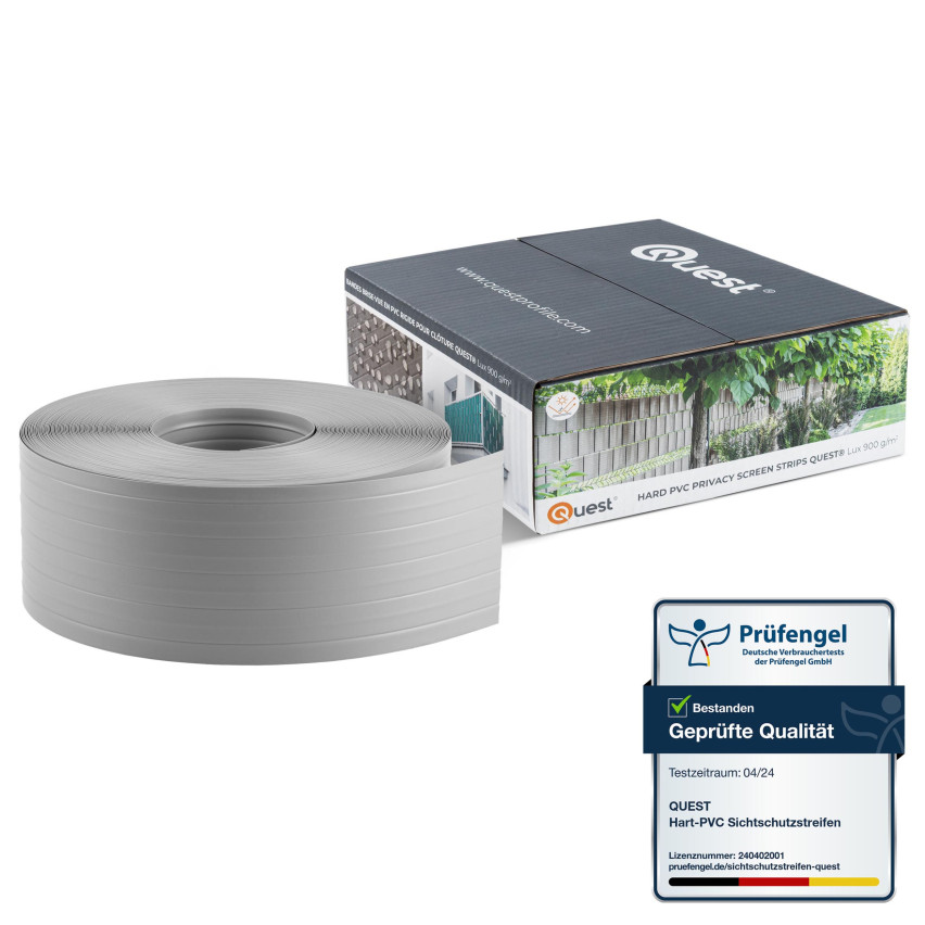 Fita de vedação em PVC 10 cm, ripa estreita para vedações de painel premium, 900 g/m2, cinzento RAL 7040