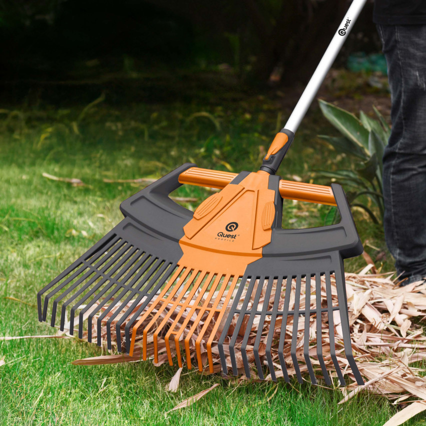 Rastrello da giardino telescopico per foglie ed erba – 3in1 – sistema da giardino QUEST