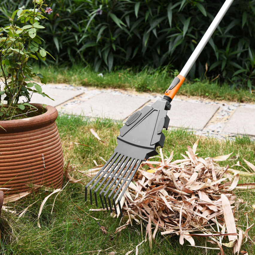 Rastrello da giardino telescopico per foglie ed erba – 3in1 – sistema da giardino QUEST