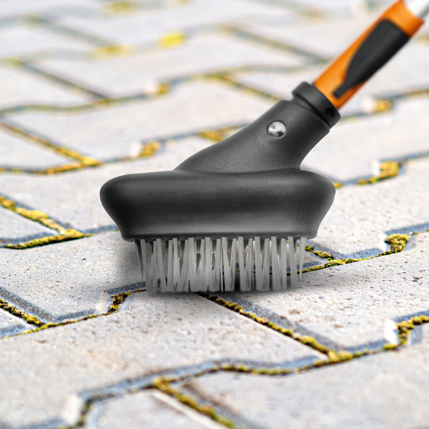 Ancinho em leque, ancinho metálico, cabo telescópico, apanhador de frutas, escova para pavimento – Sistema de jardim QUEST