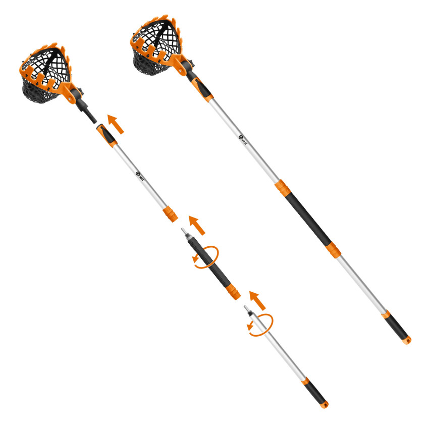 Ancinho em leque, ancinho metálico, cabo telescópico, apanhador de frutas, escova para pavimento – Sistema de jardim QUEST