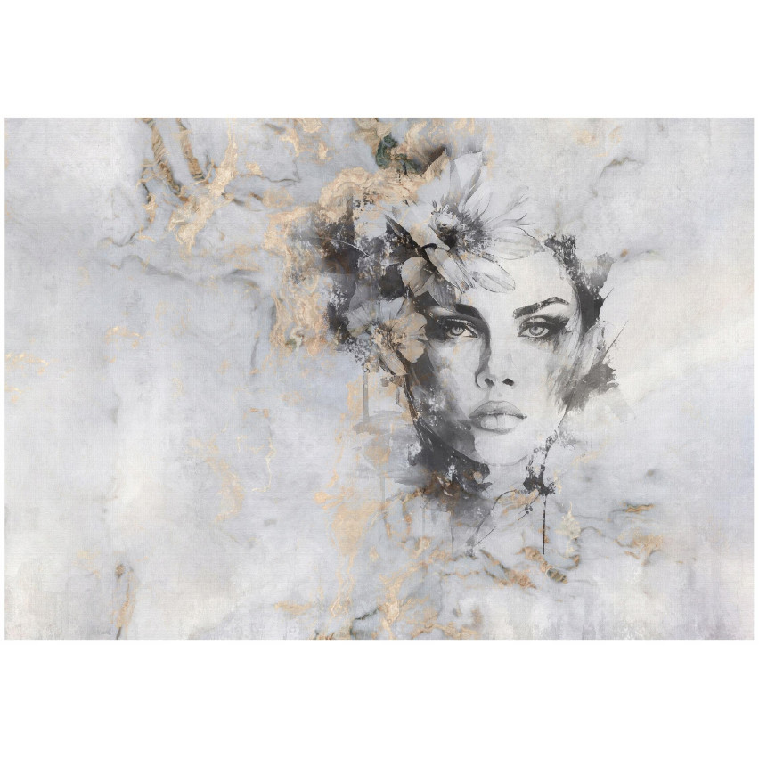 FEMALE FACE GOLD MARMUR PHOTOPAPET FOR SINGLE ROOM LIVING ROOM Wallpaper 300x210
