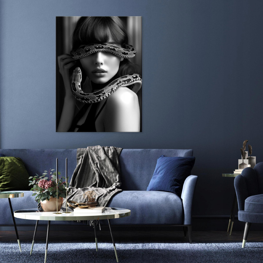 pannello murale bianco e nero pittura donna serpente per soggiorno camera da letto 100x70