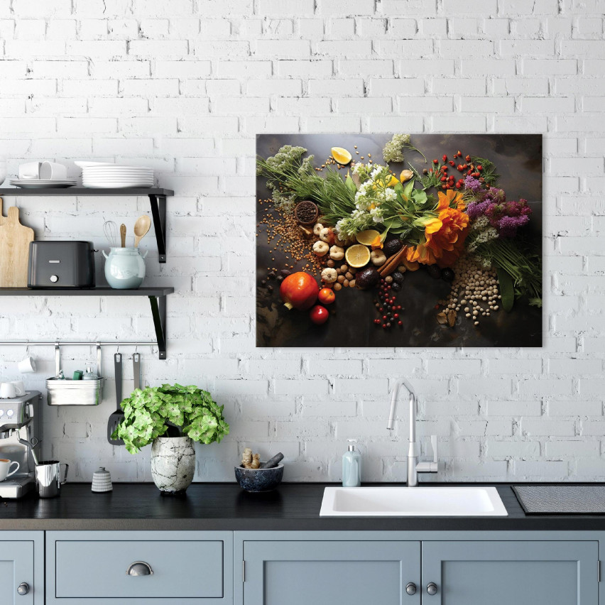 Image FOR KITCHEN SPICES Herbs Kitchen Canvas Wall Large 60x40