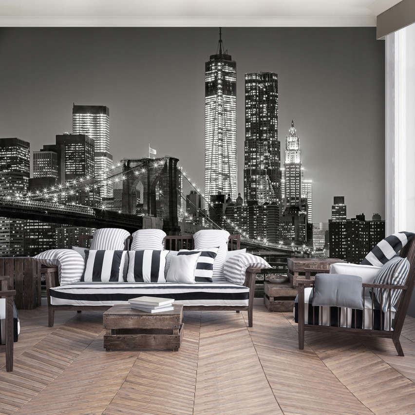Carta da parati fotografica città di notte ponte in bianco e nero per soggiorno camera da letto carta da parati 300x210