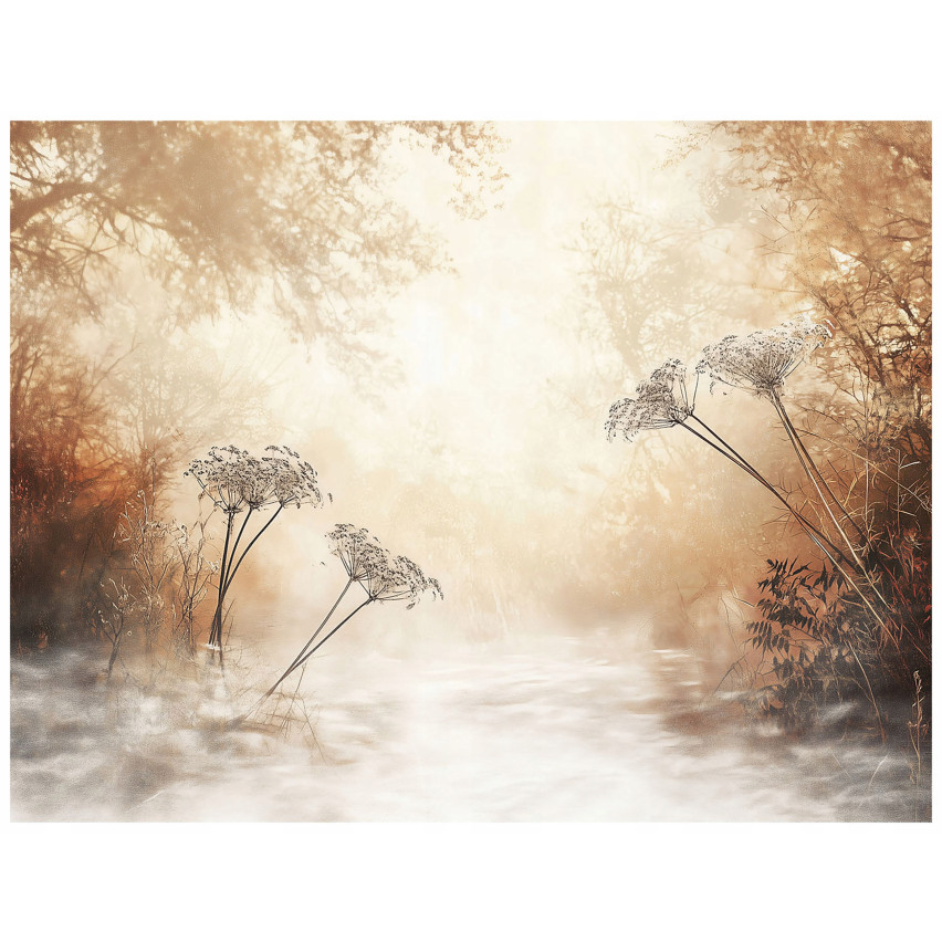 Foto Carta da parati BOHO foresta beige su fleiseline carta da parati soggiorno 400x280