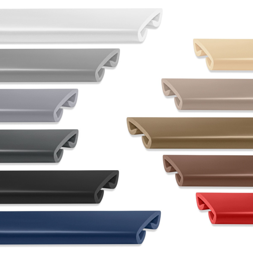 Barandilla PVC, 40x8 mm pasamanos escalera, perfil de pasamanos PREMIUM, plata, 1 m