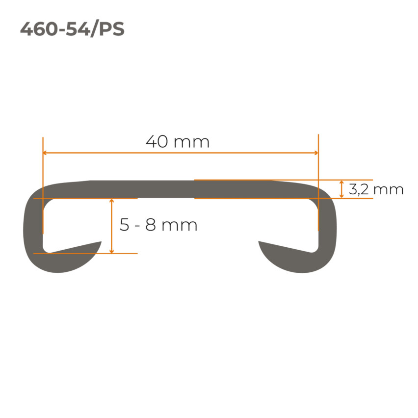 Perfil do corrimão, corrimão de PVC STANDARD 40x8 mm, tira do corrimão, revestimento do corrimão, cinzento escuro