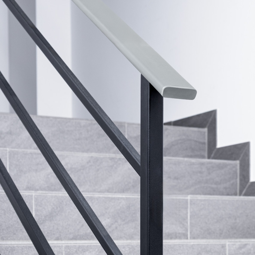 Povrchová úprava pre stĺpik zábradlia z PVC, koncovka pre profil zábradlia STANDARD, 40x8, sivá