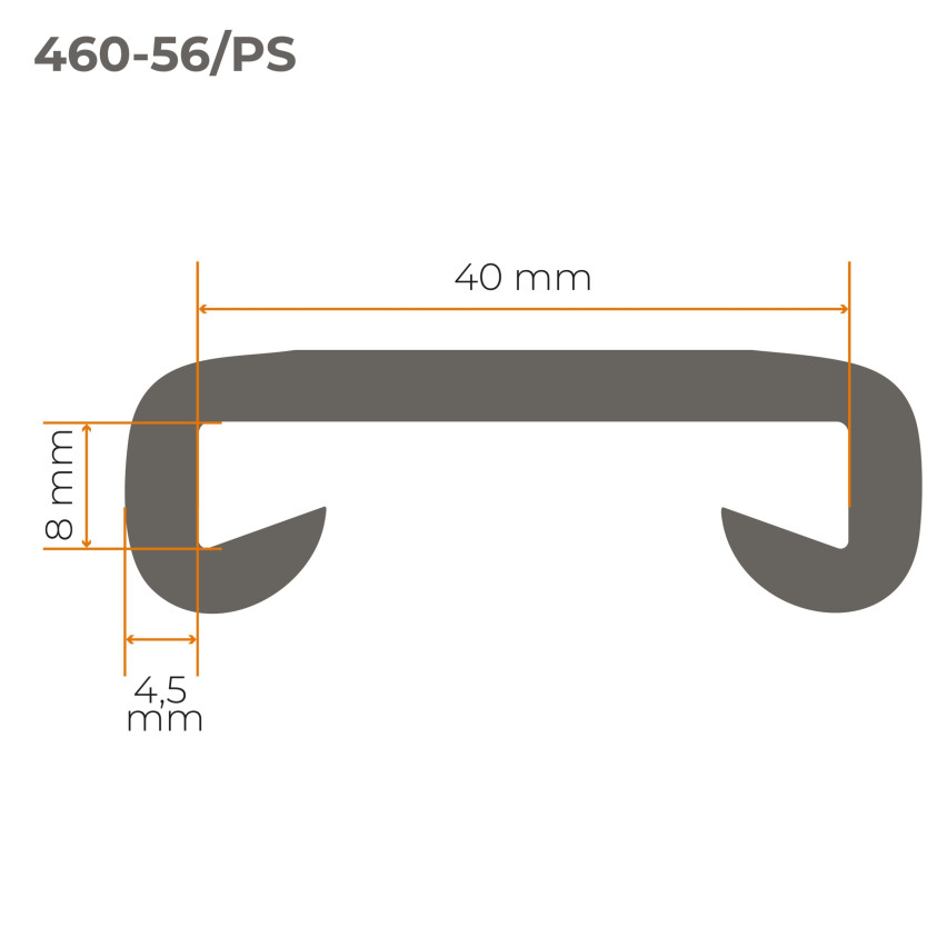 Turėklų profilis, juosta turėklų PVC, LUX PVC turėklai 40x8 mm, turėklai, turėklų apdaila, Raudona, 1 m