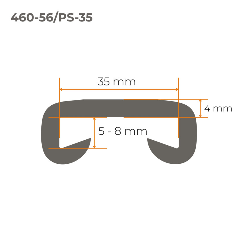 Perfil corrimão de PVC PREMIUM 35x8 mm, revestimento do corrimão, cinzento escuro, 1 m