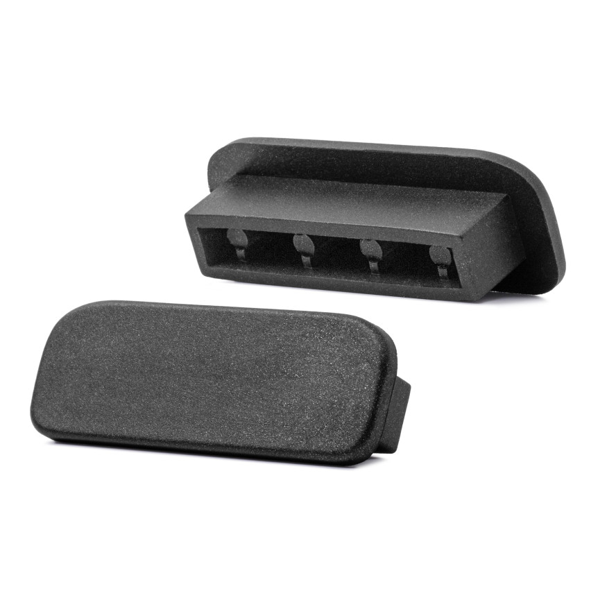 Povrchová úprava pre stĺpik zábradlia z PVC, koncovka pre profil zábradlia PREMIUM, 40x8, čierno-strieborný