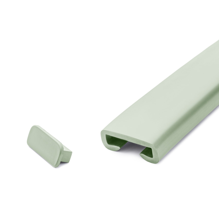 Povrchová úprava pre stĺpik zábradlia z PVC, koncovka pre profil zábradlia PREMIUM, 40x8, svetlozelená
