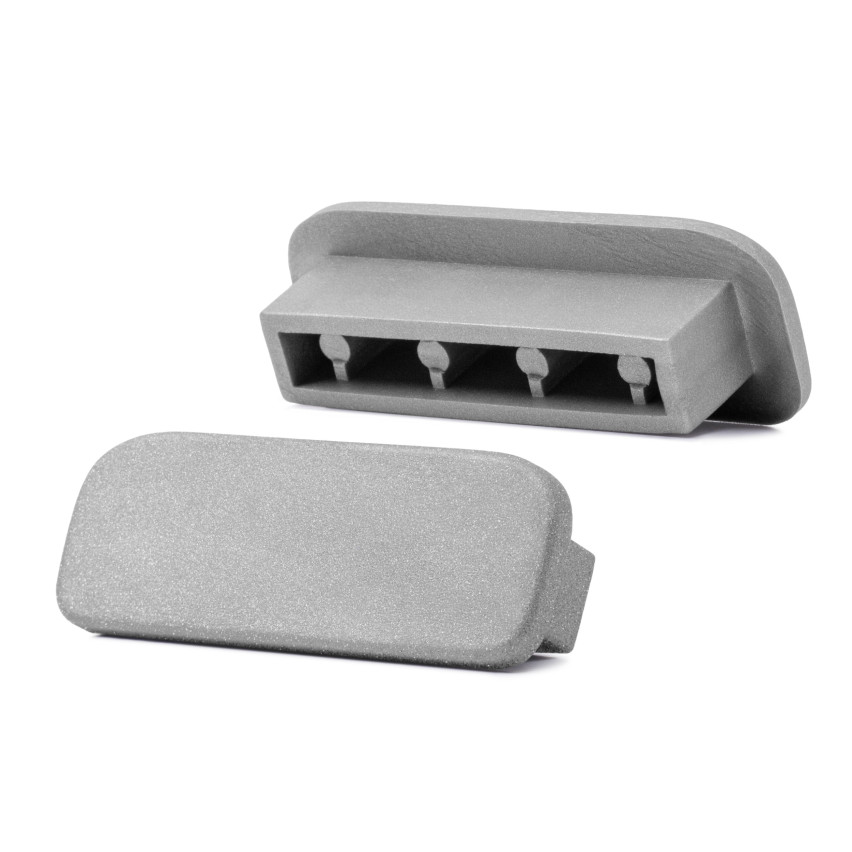 Povrchová úprava pro sloupek zábradlí z PVC, koncovka pro profil zábradlí PREMIUM, 40x8, stříbrná