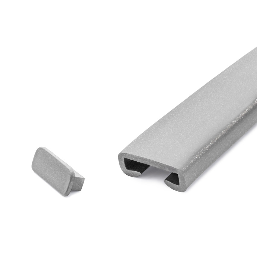 Povrchová úprava pro sloupek zábradlí z PVC, koncovka pro profil zábradlí PREMIUM, 40x8, stříbrná