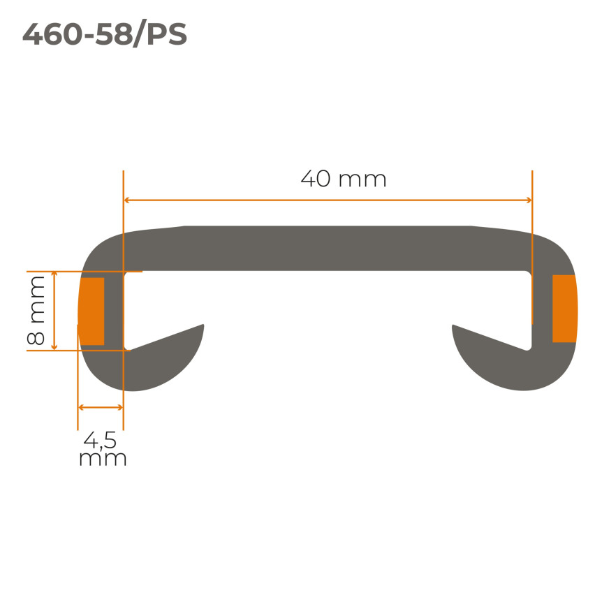 Ledstångsprofil PVC 40x8 mm, 1 m, zwart, trapleuningstrip, handrailprofiel, LUX
