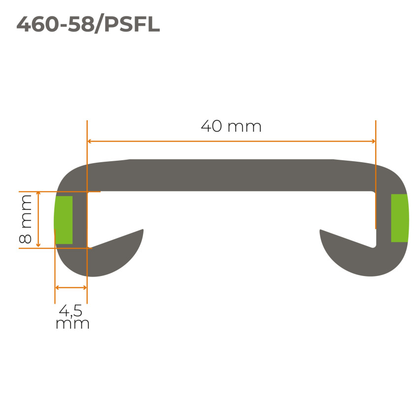 PVC zábradlie, zábradlie na schody, zábradlie na schody, FOTO, 40x8mm, sivé, 1m