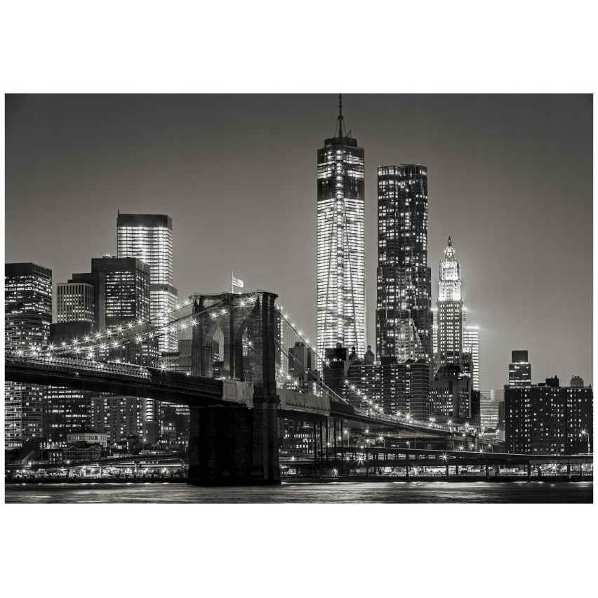 Carta da parati fotografica città di notte ponte in bianco e nero per soggiorno camera da letto carta da parati 350x250