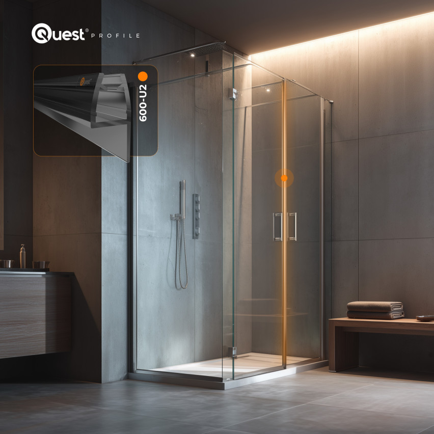 Zijafdichting douche 200 cm zwart, 2 stuks