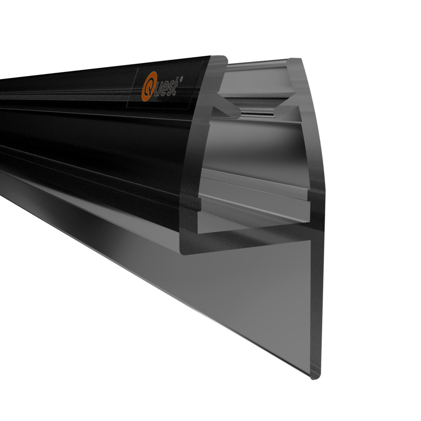 Zijafdichting douche 200 cm zwart, 2 stuks