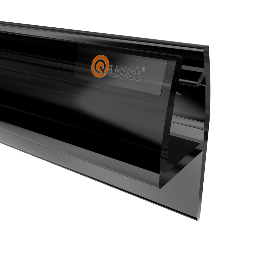 Zijafdichting douche 200 cm zwart, 2 stuks