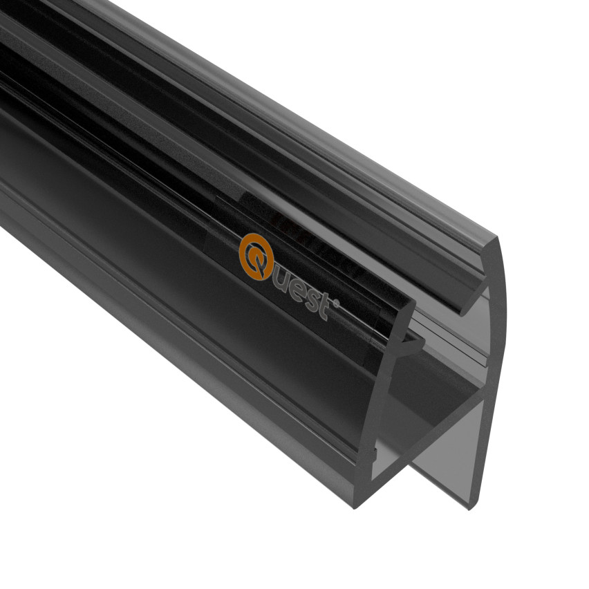 Zijafdichting douche 200 cm zwart, 2 stuks