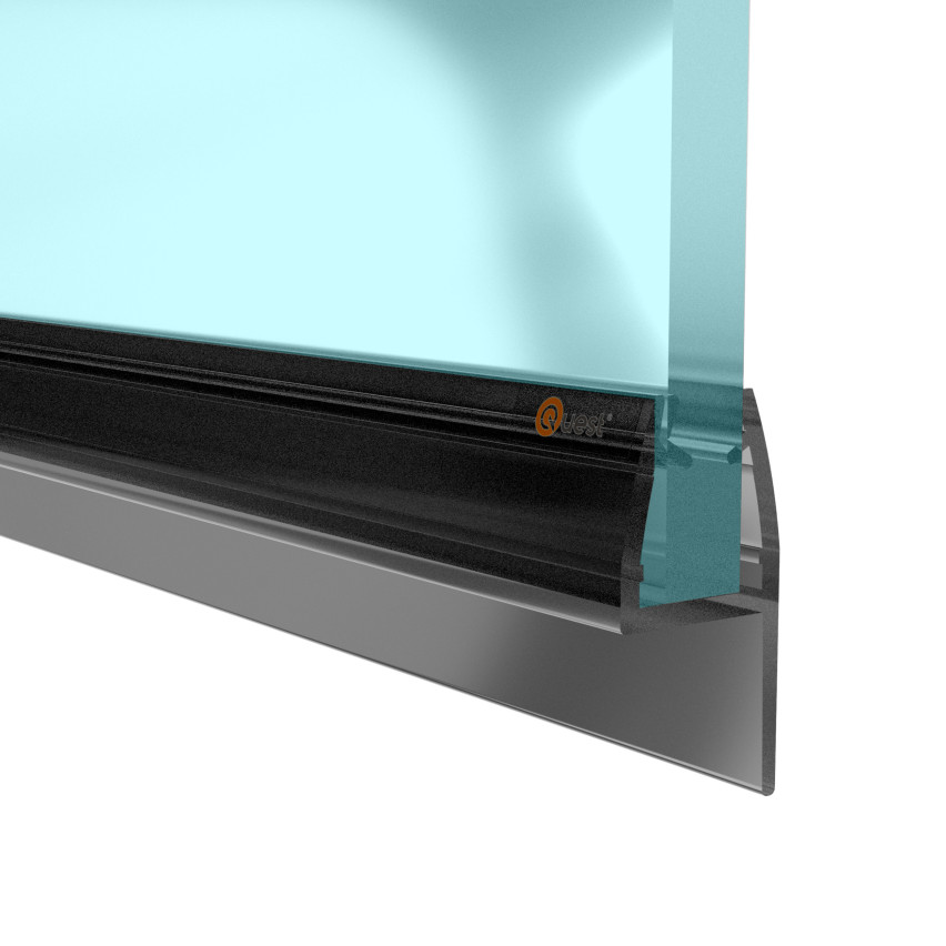 Zijafdichting douche 200 cm zwart, 2 stuks