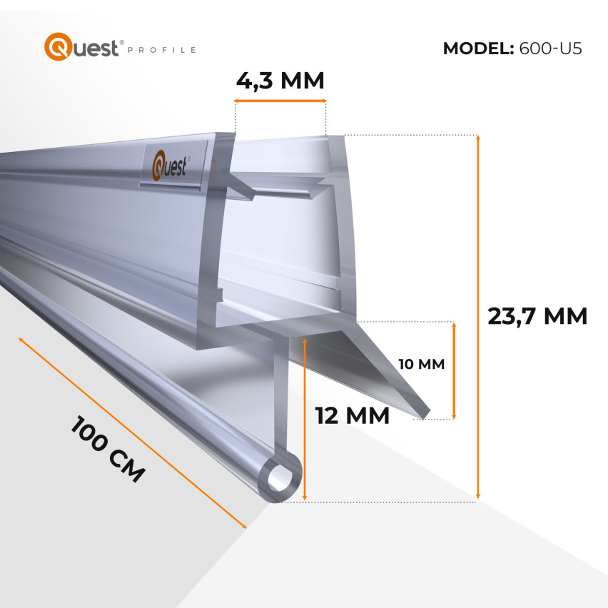 Σφραγίδα κάτω μέρους ντους 100 cm διαφανής, στρογγυλή, με στρογγυλεμένο τούνελ, 2 τεμάχια