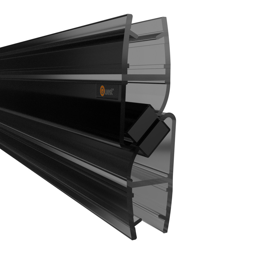 Magnetische hoekdoucheafdichting 200 cm zwart, 2 stuks