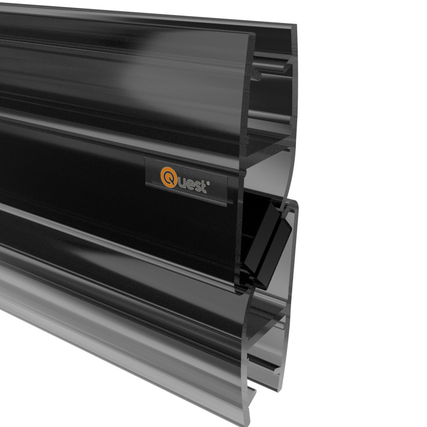 Magnetische hoekdoucheafdichting 200 cm zwart, 2 stuks