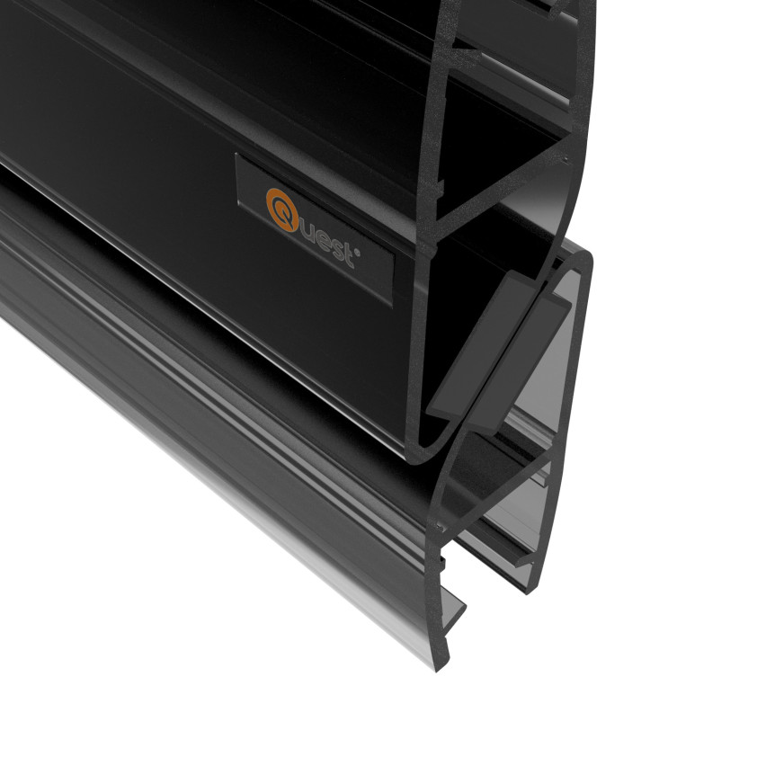 Magnetische hoekdoucheafdichting 200 cm zwart, 2 stuks