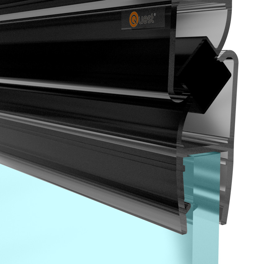 Magnetische hoekdoucheafdichting 200 cm zwart, 2 stuks