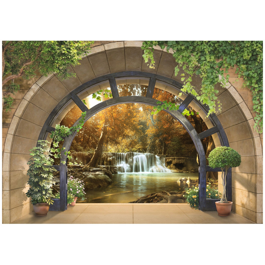 3D WINDOWS THROUGH WATERPRAD za dnevno sobo FLIZELINE ozadje 300x210