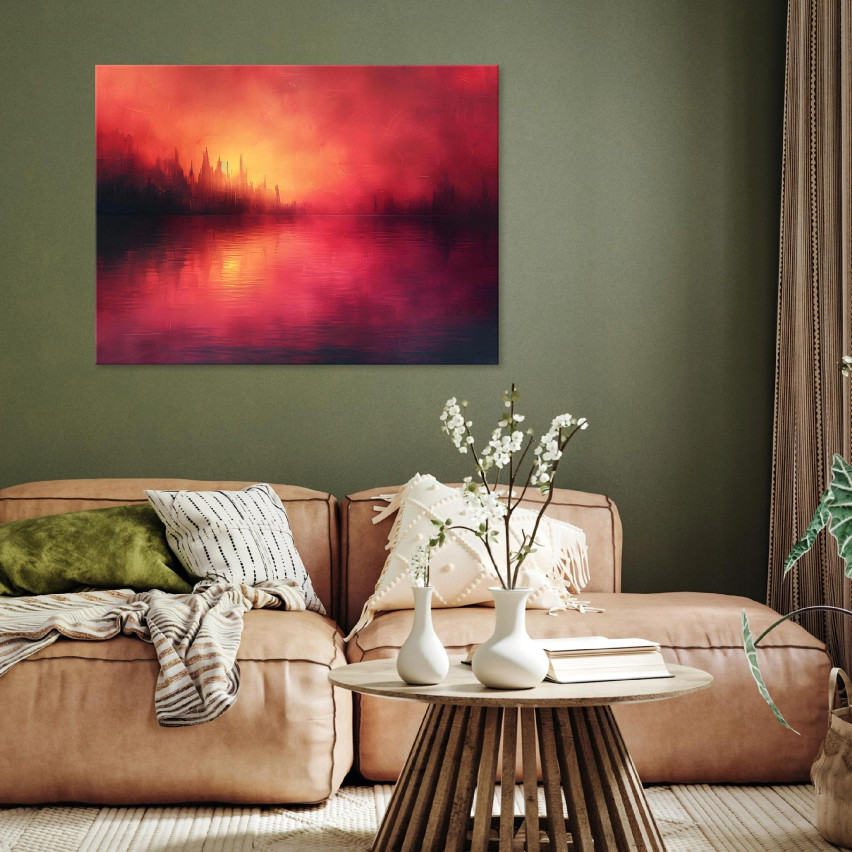 IMAGE ABSTRACT BLACK AND RED ON WALL PLATE SITTING ROOM 60x40