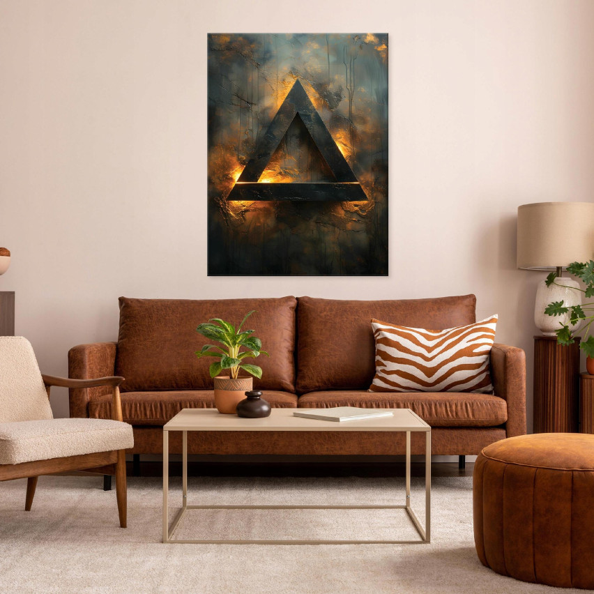 ABSTRACT DI FIGURE GEOMETRICHE ORO NERO PER SALOTTO 120x80