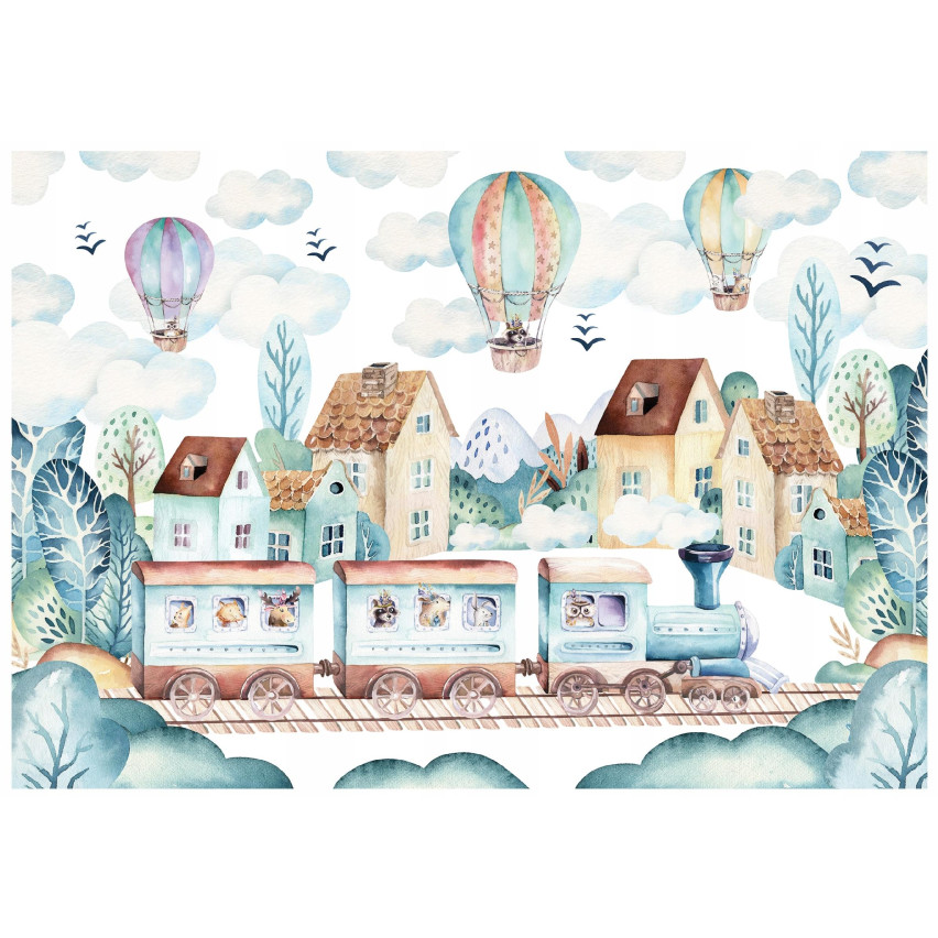 KIDS SKANDINWAY TRAIN BALLONS WALLPAPET 250x175