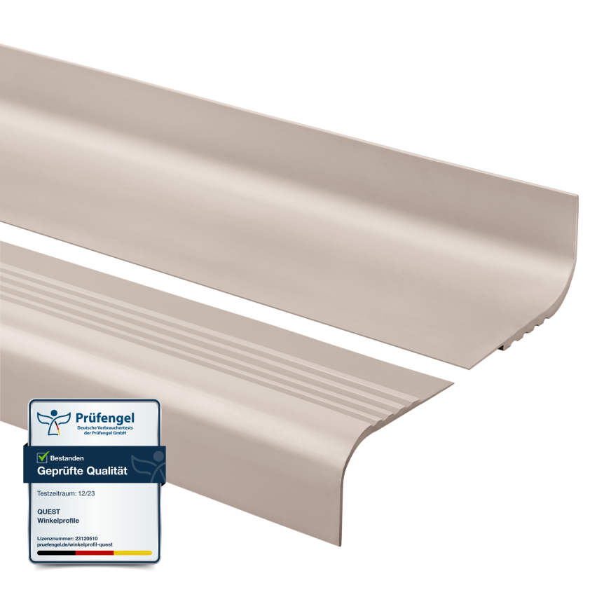 Perfil de escada de PVC 40x42 mm, biqueira de escada antiderrapante, RDT, bege, 150 cm