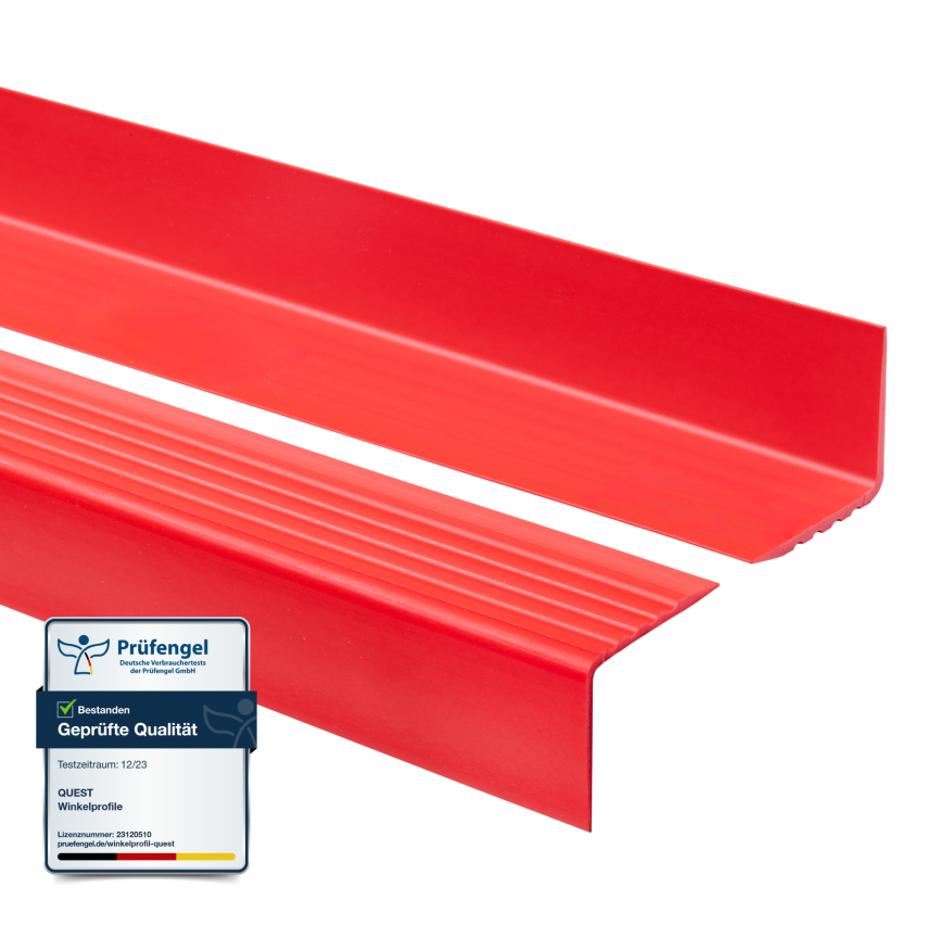 Perfil de escada de PVC 50x42 mm, biqueira de escada antiderrapante, RGP, Vermelho, 150 cm