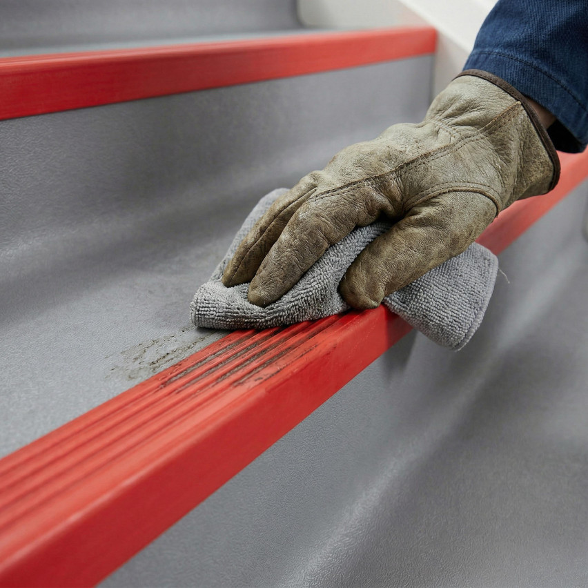 Perfil da escada de segurança 52x40mm, aviso de biqueira de PVC antiderrapante, RGP-O, Vermelho