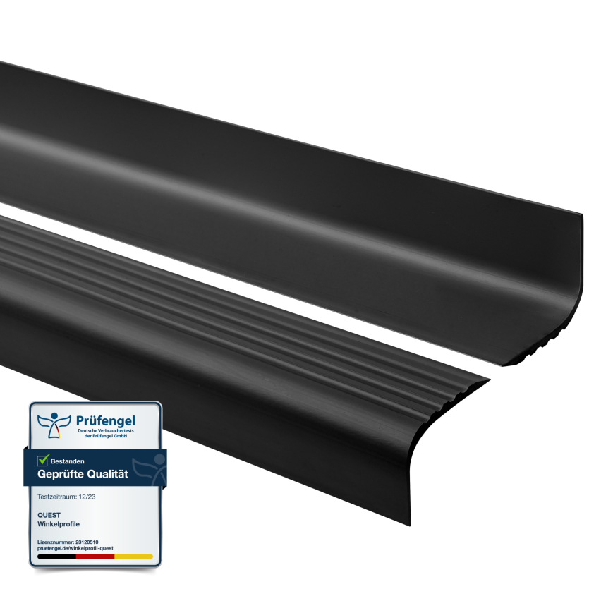 Perfil de escada de PVC 52x40 mm, biqueira de escada antiderrapante, RGPT, preto, 150 cm