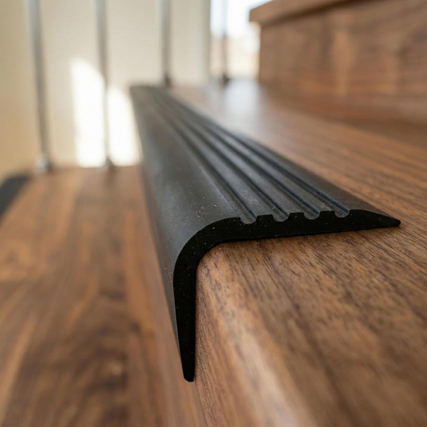 Perfil de escada de PVC 52x40 mm, biqueira de escada antiderrapante, RGPT, preto, 150 cm