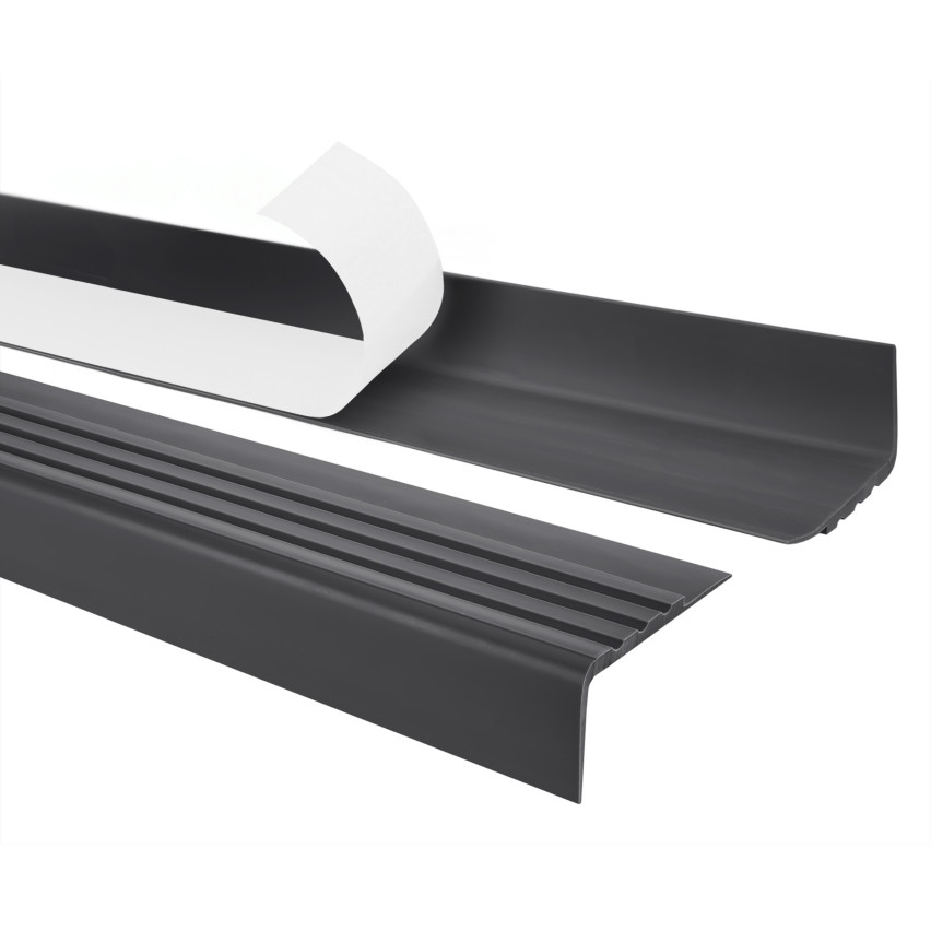 Non-slip stair nosing, self-adhesive, 30x27mm, dark grey