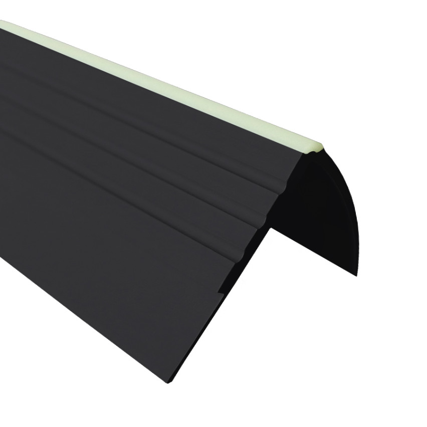 Nedrseči profil za stopnice fotoluminiscenten 40x40 mm, 150 cm, črn