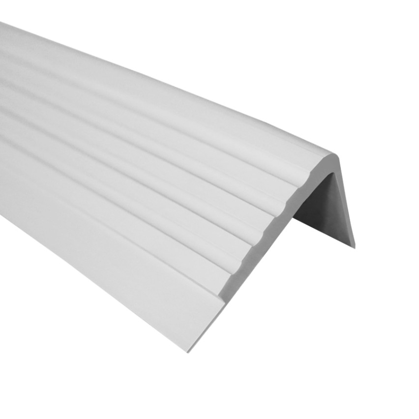 Profilo per bordi scale in PVC 50x45 mm, profilo angolare antiscivolo RO, grigio, 150 cm