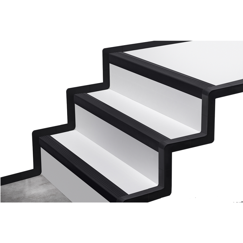 Conjunto de acabamento em escada de PVC, 52x40mm, cinzento
