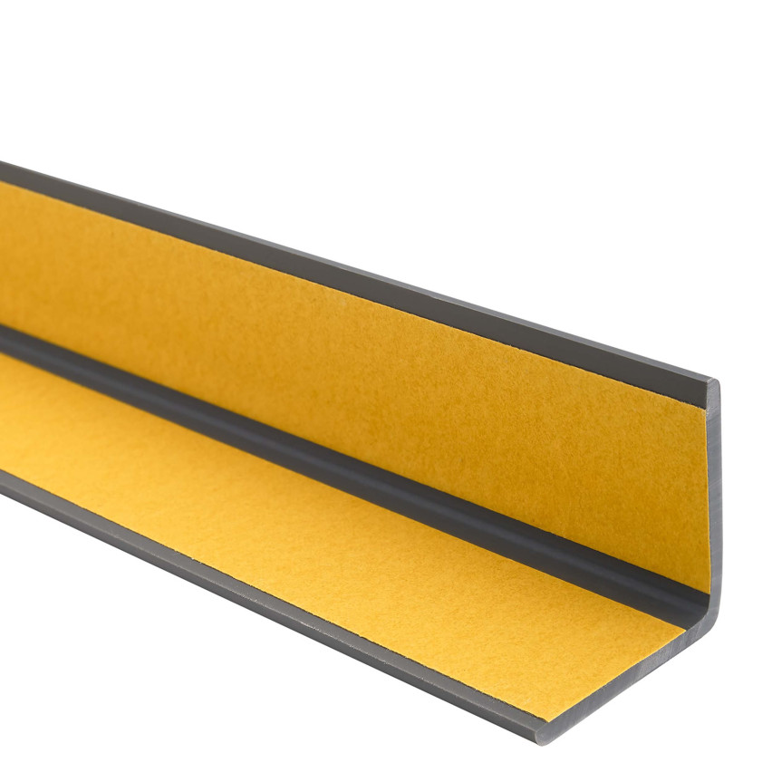 Uhlový profil z PVC, samolepiaci plast, ochrana hrán, tmavosivý