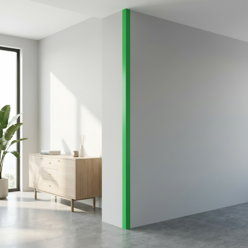 Cantoneira de PVC rígido  autoadesiva, perfil de canto em L decorativo, KTK, verde relva