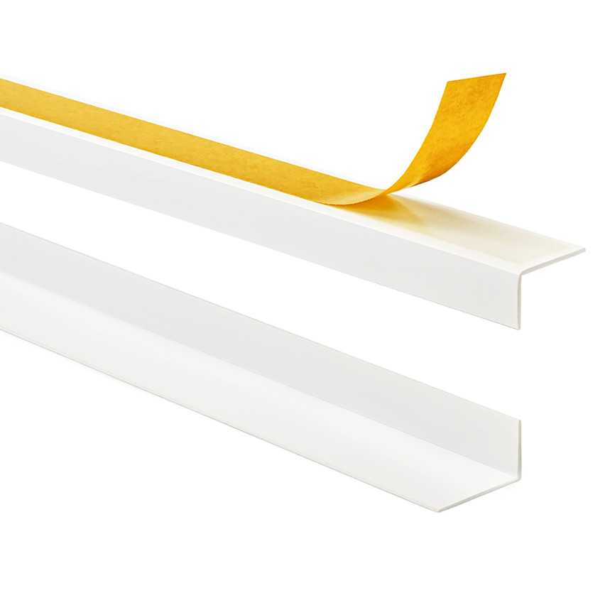 Ângulo duro de PVC colado na parte externa perfil decorativo em L, canto com cola, KTZ, branco